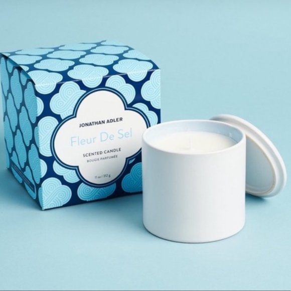 New! Johnathan Adler Fleur De Sel Scented Candle - Ceramic Jar With Lid Bougie - Picture 2 of 3